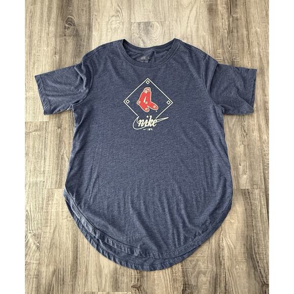 Nike Boston Red Sox MLB Women’s Blue Tri- Blend Diamond RoyalT-Shirt SZ L - Picture 1 of 6